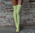 Thigh High Ribbed Open Toe Socks