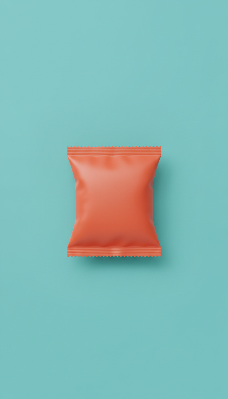 Tangerine asymmetrical snack pack for shelf impact
